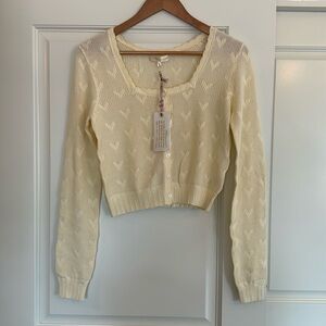 LoveShackFancy Cream Heart Sweater NWT Size S
